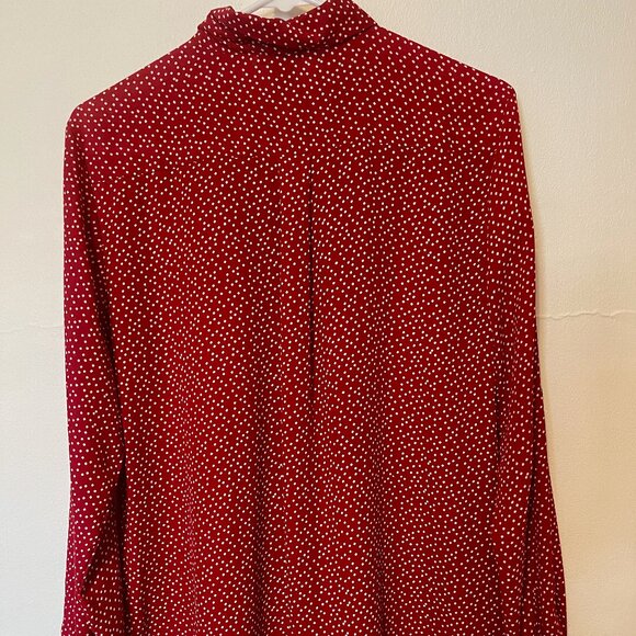 Ann Taylor Women's Button-up Blouse, Red/White - Picture 4 of 5